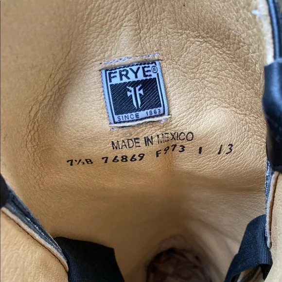 FRYE Boots LILY HARNESS Leather Suede Black Gray Embroidered Western Size 7.5 - Picture 7 of 13